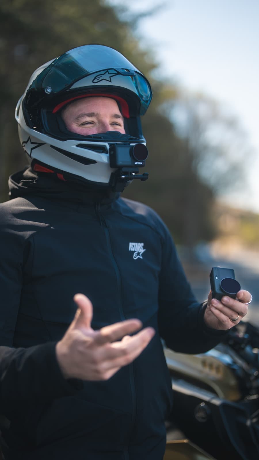 Chase Bueker with his helmet camera setup