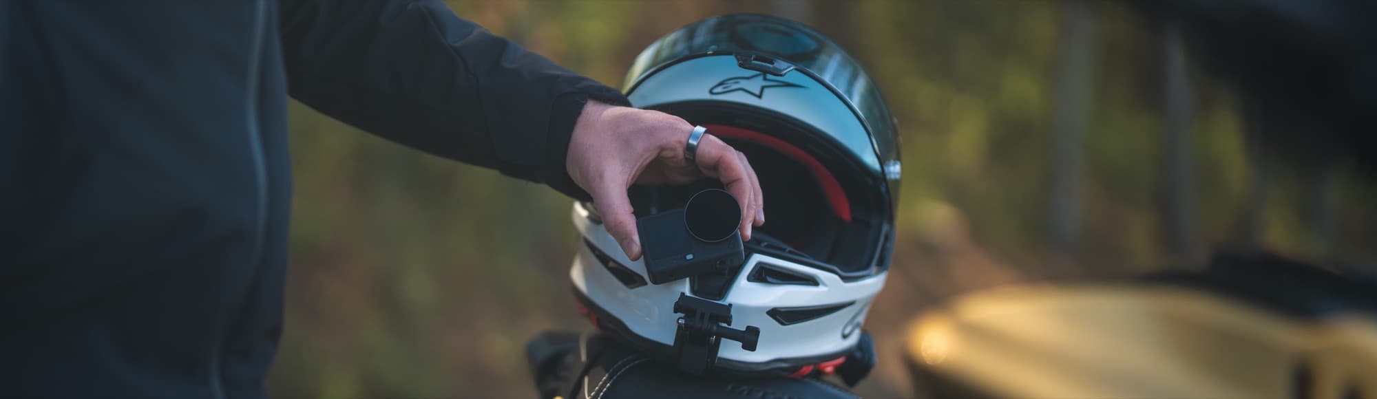 Mounting a camera on a motorcycle helmet
