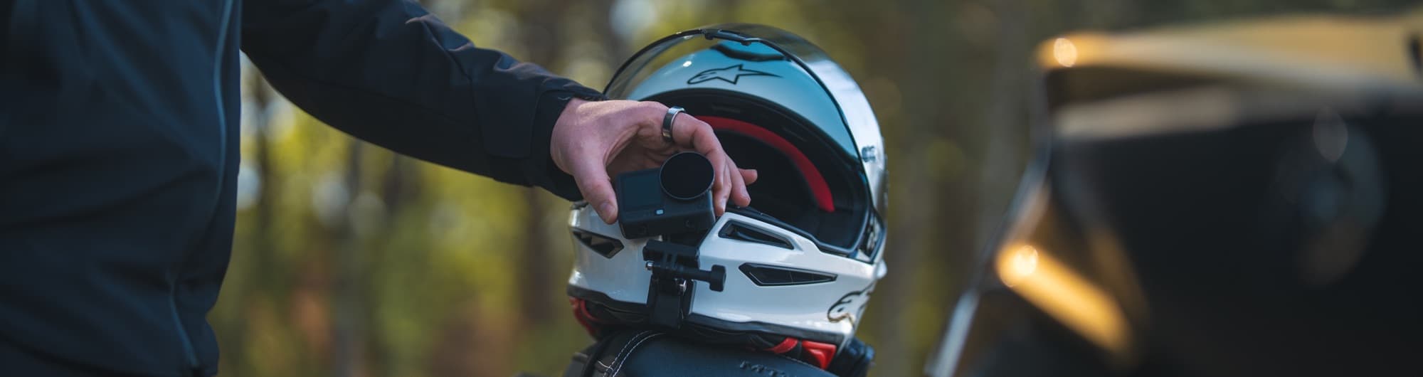 Mounting a camera on a motorcycle helmet